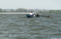 Heftige Wellen Donau vor Golubac Donau 2012