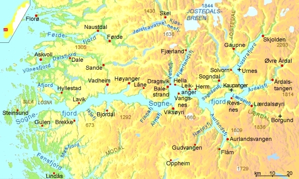 Sognefjord Landkarte